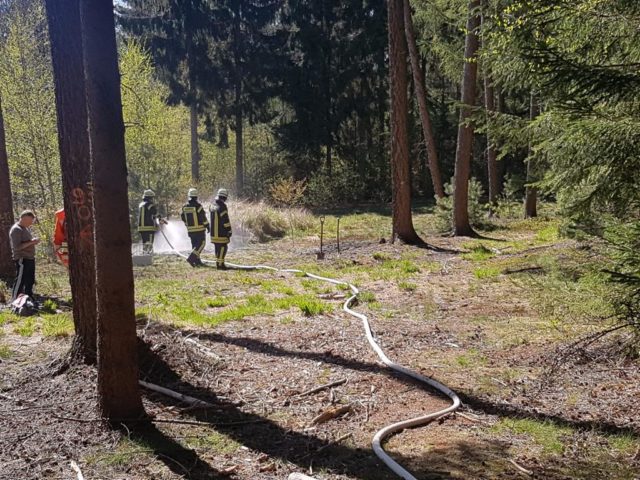 In Stelle musste die Feuerwehr brennenden Waldboden ablöschen. Foto: Christian Suhrbier
