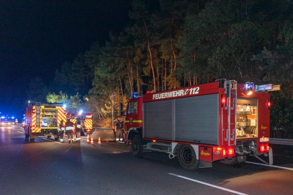 Der Wald brannte auf einer Fläche von Rund 1,5 Kilometern. Die Einsatzkräfte der Feuerwehren aus dem Landkreis Harburg unterstützten bei den Löscharbeiten und lösten die erschöpften Kräfte vor Ort ab. Foto JOTO