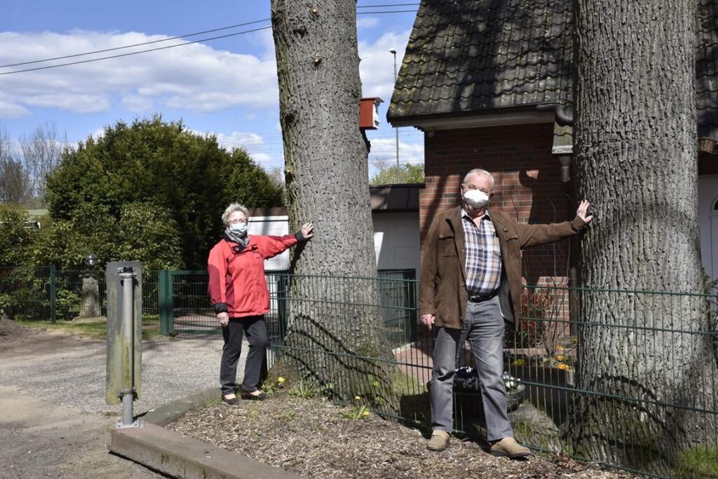 Wolfgang Schulz wohnt seit 65 Jahren in der Mattenmoorstraße. Er sorgt sich um die nach eigenen Aussagen rund 150 Jahre alten Bäume vor seiner Haustür. Foto: Hamann